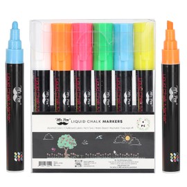Mr. Pen- Liquid Chalk Markers, 6 Pack, Reversible Tip, Vibrant Colors, Erasable Chalk Marker, Non-Toxic Water-Based Chalkboard Markers for Window and Glass, Washable Window Paint Marker