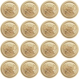 16pcs Metal Blazer Button Set Vintage Style Jeans Buttons British Style Buttons for Coat Blazer Suits Uniform Jacket Sewing Crafts (Gold)
