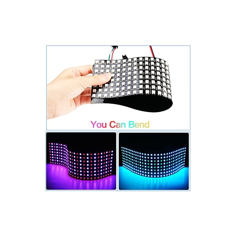 WS2812B LED Matrix Panel, 16x16 Digital RGB Pixels, Pre-Wired Connectors,