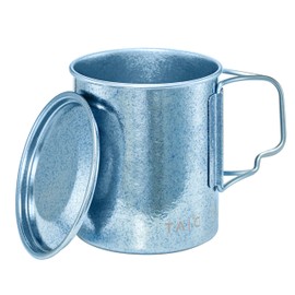 TAIC Titanium Ultralight Mug with Lid, 450ml Portable Collapsible Single Camping Cup, Titanium Mountain Mug for Camping (450ml,Capri Blue)