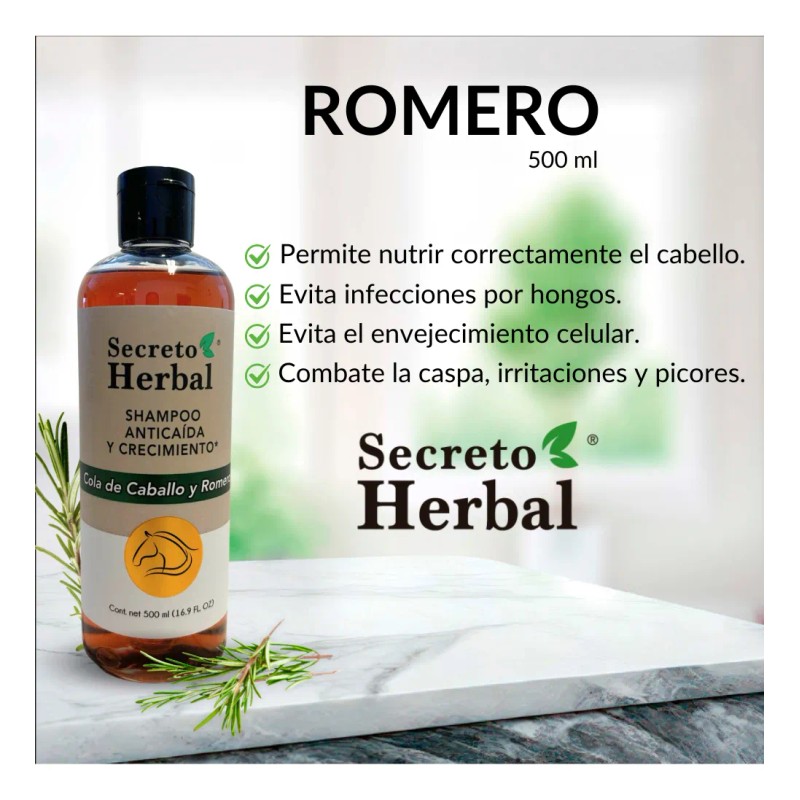 Shampoo Cola De Caballo Secreto Herbal Anticaida Romero 500ml