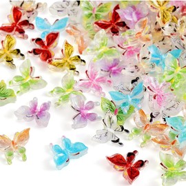 YUZNA 3D Butterfly Nail Charms Luminous Butterfly Nail Art Charms Nail Accessories Nail Design Glitter Stones Decorative Nail Stones Nail Art Rhinestones (Colourful Butterflies) Pack of 50