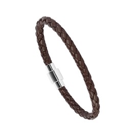 Eigso Classic Braided Leather Wrap Bracelet for Men Women Stainless Steel Clasp Mens Cuff Wristlet for Man Woman