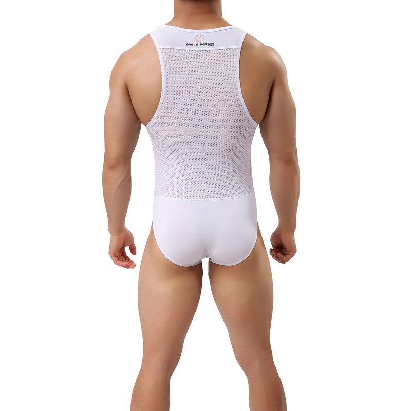 TESOON Body deportivo de malla para hombre, leotardo de lucha