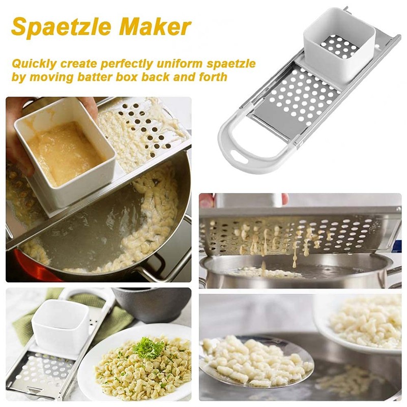 Stainless Steel Spaetzle Maker Noodle Dumpling Maker with Safety Pusher,