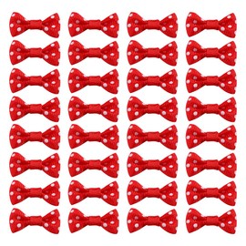 Mini-Schleifen, gepunktet, niedlich, Stoffschleifen, Basteln, Verzierung, Scrapbooking, Schleifen, Applikationen, Aufnäher, Geschenkverpackungen, Rot, 100 Stück