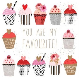 Sara Miller Card, Jaz and Baz Range - Blank Card, Valentine Card You are My Favourite (Cupcakes) #S167