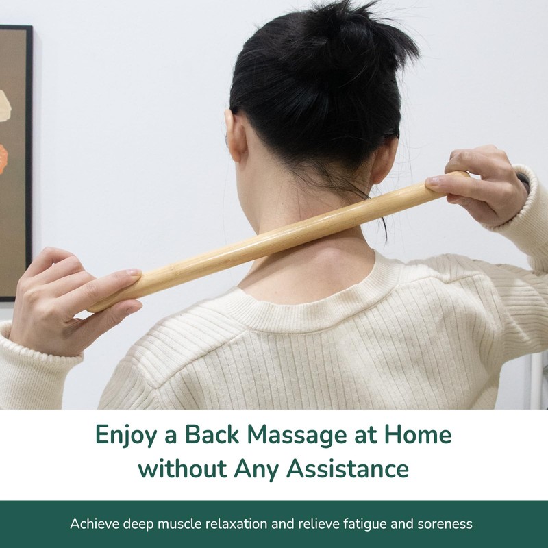 Goodtar 2 PCS Solid Bamboo Massage Stick Set for Body