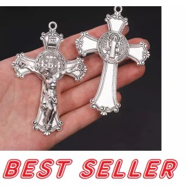 Fashion Jewelry RELIGIOUS CROSS JESUS CHRISTIAN CRUCIFIX pendant 28" Plated silver 925 Chain Men