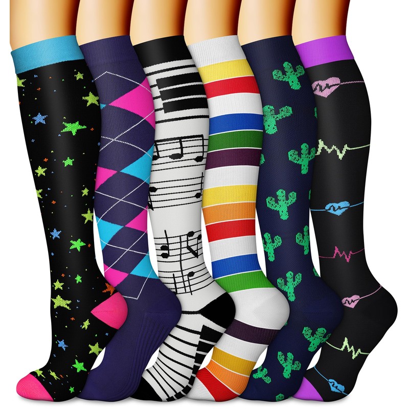 CHARMKING 6 Pairs-Compression Socks for Women & Men Circulation Best