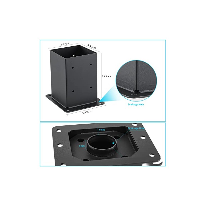 4x4 Post Base 4 Pcs, (Inner Size 3.6x3.6) Post Anchors,