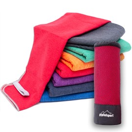 Microfibre Towel Set - for Sauna, Fitness, Sports, Beach Towel, Sports Towel, Red Brush Set 2: XL (180 x 80 cm) & S (80 x 40 cm)