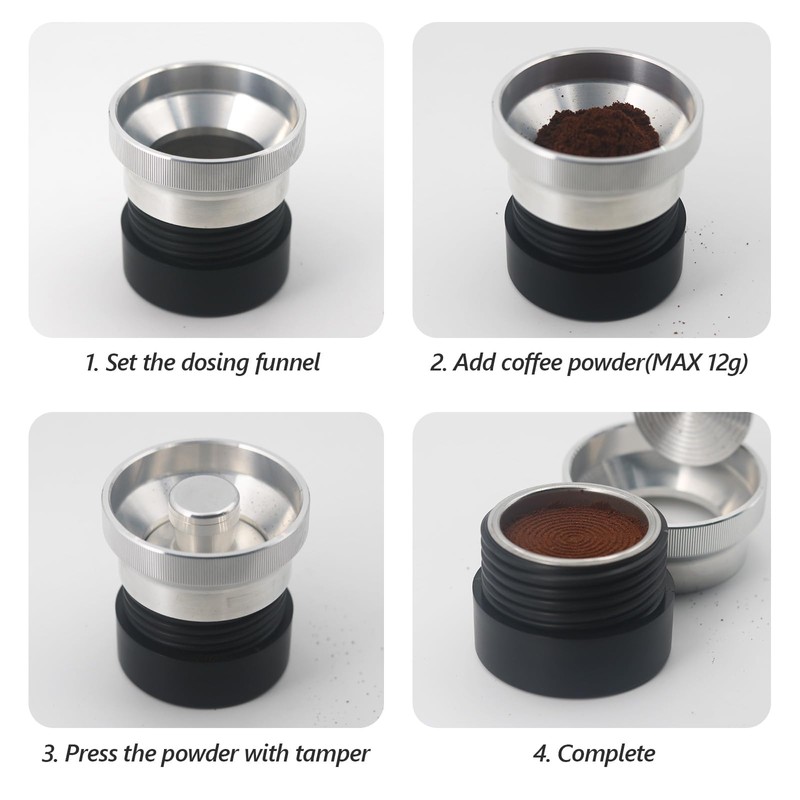 CONQUECO Coffee Tamper 44mm Dosing Funnel: Aluminum Alloy - Only