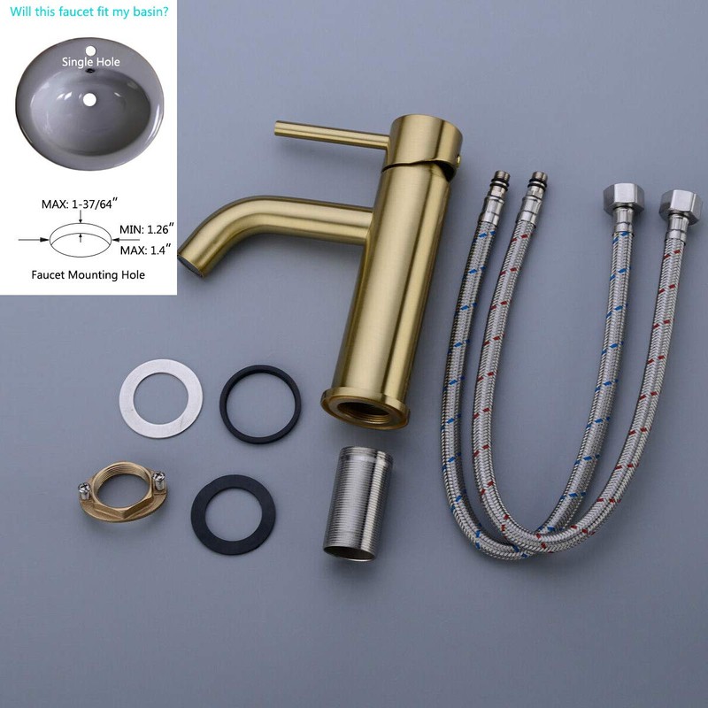 TRUSTMI Brushed Gold Bathroom Faucet Modern Single Handle Single Hole