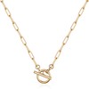 Turandoss Gold Paperclip Chain Necklace, 14K Gold Plated Toggle Clasp