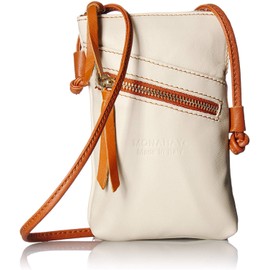 Monahay Small Italian Leather Cross Body Compact Pouch Bag MH9723 (Beige/tan)