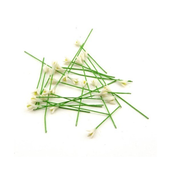 MyTinyWorld 2 x Dolls House Miniature Small White Flower Stems
