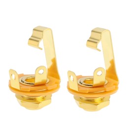SING F LTD 2Pcs Guitar Input Jack 6.5mm Jack Mono Panel Mount Receptacle 1/4 Inch Female Guitar Input Jack for Guitar Bass Speakers M9x0.75 Gold