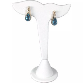 FindingKing White Faux Leather Leaf Earring Jewelry Display Stand 5"