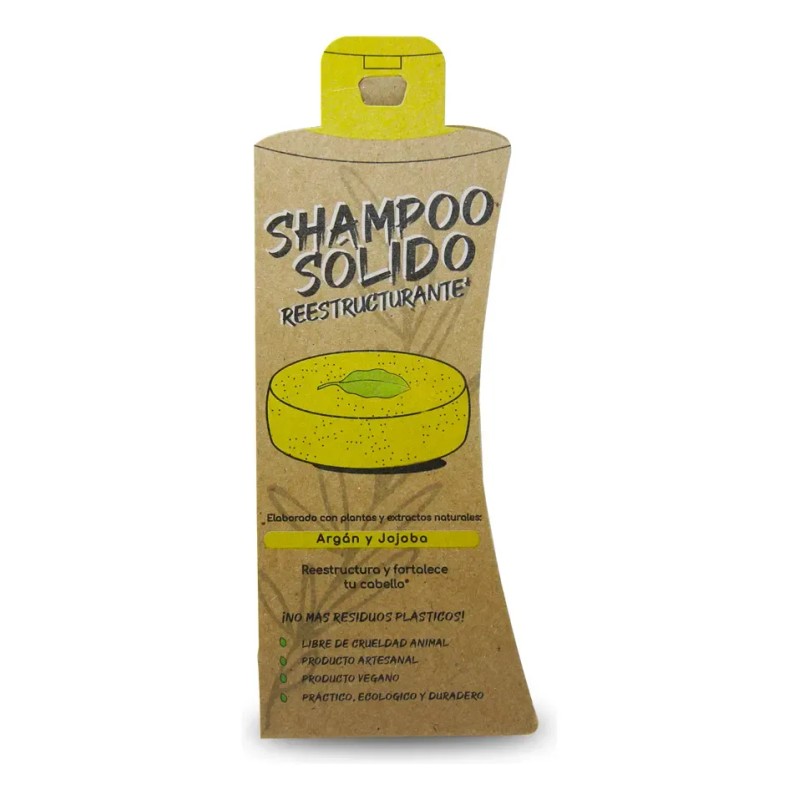 Shampoo Solido Reestructura 50gr Argán Jojoba Fortalece