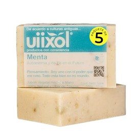 Uiixol Jabones Artesanales en Barra con Aceite Esencial de Menta | Pack de 5 Jabones Naturales con Arcilla Verde y Aromaterapia | Jabón en Barra Corporal Vegano 100 g c/u