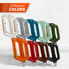IMPALAPRO - Bike Pedals with Reflective in Nylon Fiber - Flat Bike Pedal with Selaed Bearing 9/16" - Mountain Bike Pedals - BMX Pedals - Road Bike Pedals - Flat Pedals with Reflectors (Dark Green)