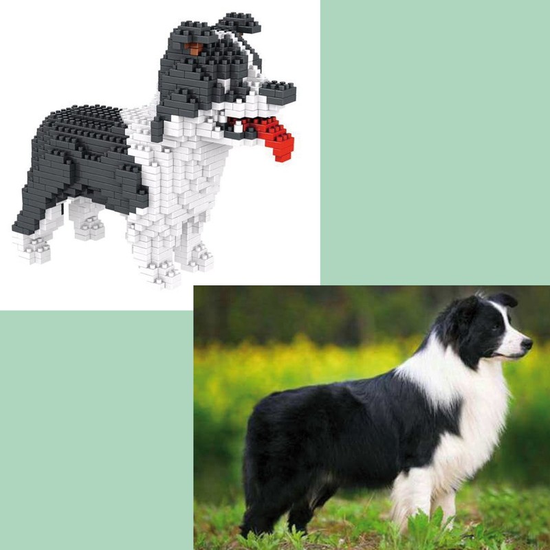 Atomic Building Border Collie dog. Figure to assemble with nanoblocks.