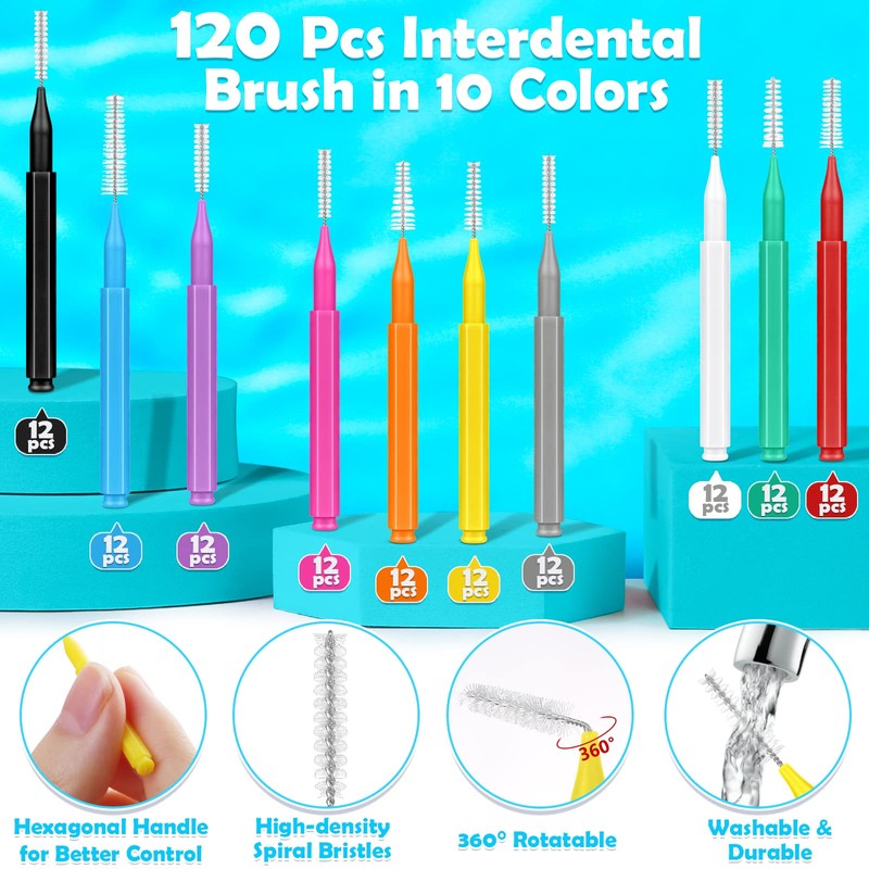 modacraft 120Pcs Interdental Brush 6 Sizes Braces Brush Toothpicks with