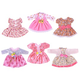 BABESIDE 6 PCS Reborn Baby Doll Clothes Flora Pattern Dress Pink Series with Bowknot for 12-15 Inch Baby Doll Dress Set for Newborn Girl