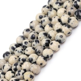 GEM-Inside Natural 4mm Dalmatian Jasper Round Gemstone Semi Precious Loose Beads for Jewellery Making 15''