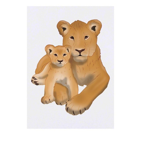 'Lioness and Cub' Temporary Tattoo - Water Resistant, Skin-Safe, Non-Toxic