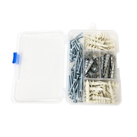 Robtec Drywall Anchors and Screws Kit - 100 pcs Wall Anchors and Screws for Drywall - Self-Tapping Screws Assortment Kit with PVC Storage Case - Includes 5 Different Sizes of Anchors and Screws
