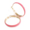 Wide Pink Enamel Hoop Earrings In Gold Tone/Medium Size/40mm D