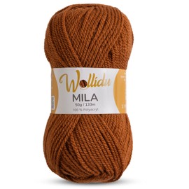 Wollidu Mila Yarn for Crochet and Knitting, 1 x 50 g/133 m, Knitting Yarn, 100% Polyacrylic, Crochet Yarn, Fox Brown
