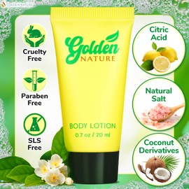 Golden Nature - Travel Size Hotel Body Lotion - Jasmine, 0.7 fl oz, 100 PK - Delight Your Guests with Soothing & Refreshing Body Lotion - Bulk Small Size Toiletries for Airbnb, Motels & Guest Rooms