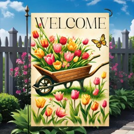 BlissYard Welcome Wildflower Garden Flag Spring Summer Floral Yard Flag for Outside Farmhouse Garden Decor Seasonal Welcome Sign Porch Decorations 12x18 Inch