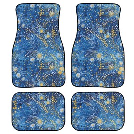 Finagallathe Car Floor Mats with Groovy Flower Set of 4 Floor Carpet for Car Durable All Weather Non Slip Car Floor Liner Auto Car Accessories Universal for Van Truck SUV