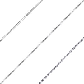EVELICAL 3Pcs Chain Necklace for Men Women Stainless Steel Cuban Link Rolo Rope Chain Necklace 20 Inches Silver Chain for Men 3MM Wide
