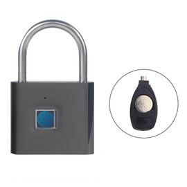 Fingerprint Padlock with Emergency Key, IP66 Waterproof and Rustproof, Outdoor Indoor Universal Smart Lock for Warehouses, Gym, Schools, Homes, Office Cabinets (FBA Padlock)