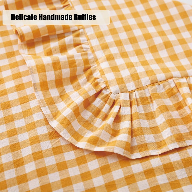 Mywinlle Yellow/White Plaid Ruffle Pillow Shams Standard Size Set of