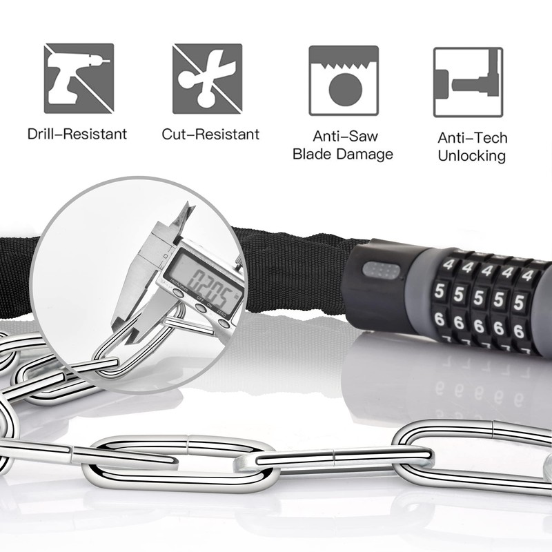 Bike Locks,Chain Locks,5 Digit 120cm Resettable Security Combination Lock, Oture