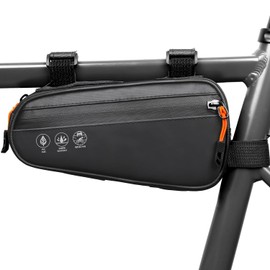Eyein Bicycle Frame Bag, Waterproof Top Tube Bag, Triangle Bag with Two Side Pockets, Reflective Frame Bag, Bicycle Bag with Removable Velcro Fasteners for MTB, E-Bike, Road Travel, 1.2 L