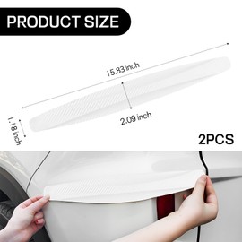 Hbxdeco 2PCS Anti-Collision Car Bumper Guard Strip, Anti-Scratch Car Bumper Protector Trim, Carbon Fiber Front and Rear Bumper Guard Sticker, Universal Exterior Car Accessories (White)