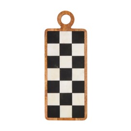 Mud Pie Checkered Wood Board, 21" x 8"
