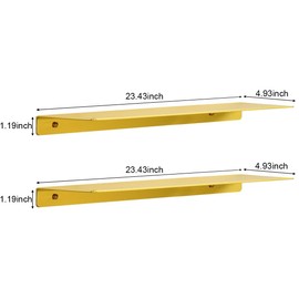 JYL HOME Modern Floating Shelf Wall Mounted Heavy Duty for Living Room Bedroom Bathroom, 23.6 Inch, Gold, 2 Pack