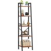 Furologee 5 Tier Ladder Shelf,Tall Bookshelf with 2 Hooks,Narrow Bookcase