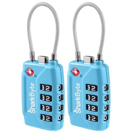 SharkByte TSA Approved Luggage Locks | 4-Digit Combo (10K Combinations) | Secure Suitcase & Gym Bags (2 Pack)