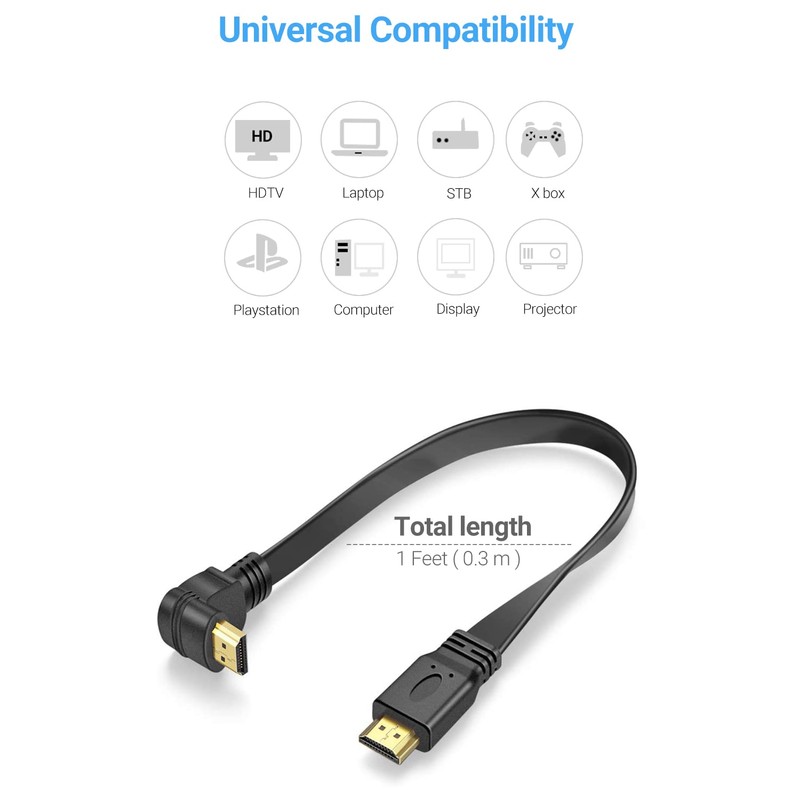 URWOOW Flat Slim High Speed HDMI Male to Male Extension