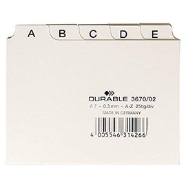 Durable A7 Index Card Set | Includes Printed A-Z Tabs | White | Made of Strong PVC | Perfect for Organising Documents | Pack of 1