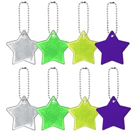 QEDBOJE Reflector Pendant Key Chain Children's Reflector Pendant for Doll Seats Backpack Handbag Jackets Wheelchair Walking Running Party Bags Pack of 8